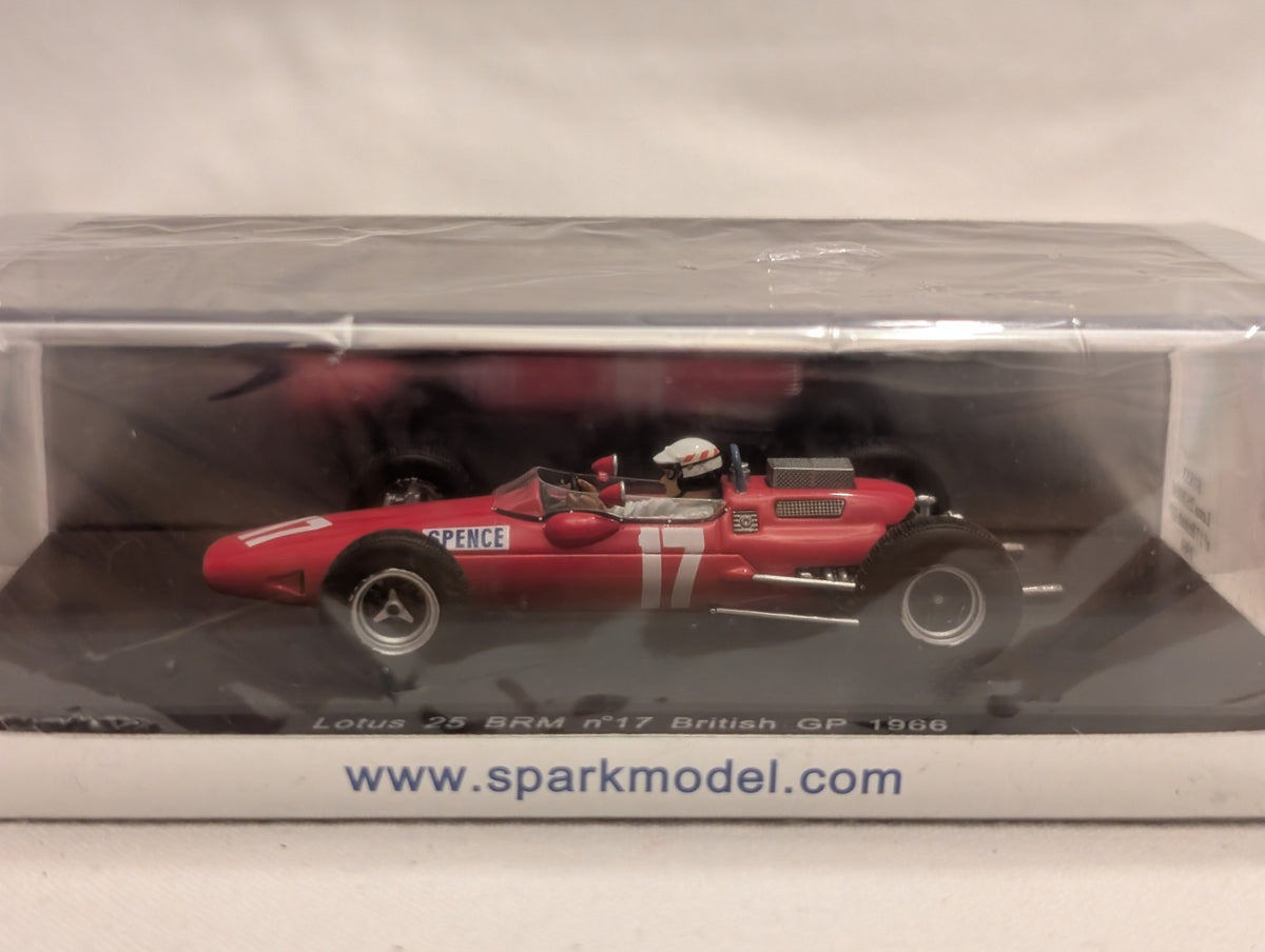 Spark 1:43 Lotus 25 BRM n°17 British GP 1966 Die-cast Model Car Red S1853
