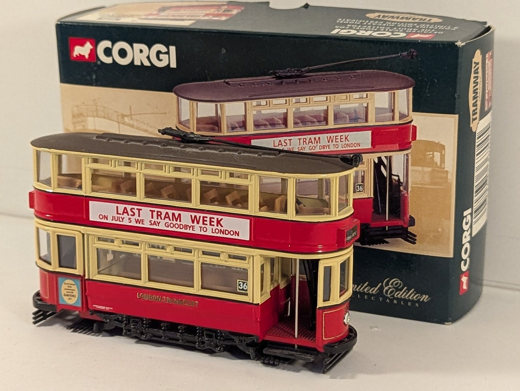 Corgi 1:64 London Transport Fully Closed Tram - Last Tram Week Die-cast Tram 284