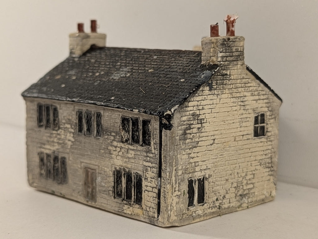N Gauge Two Storey Weathered Stone Cottage Model Building