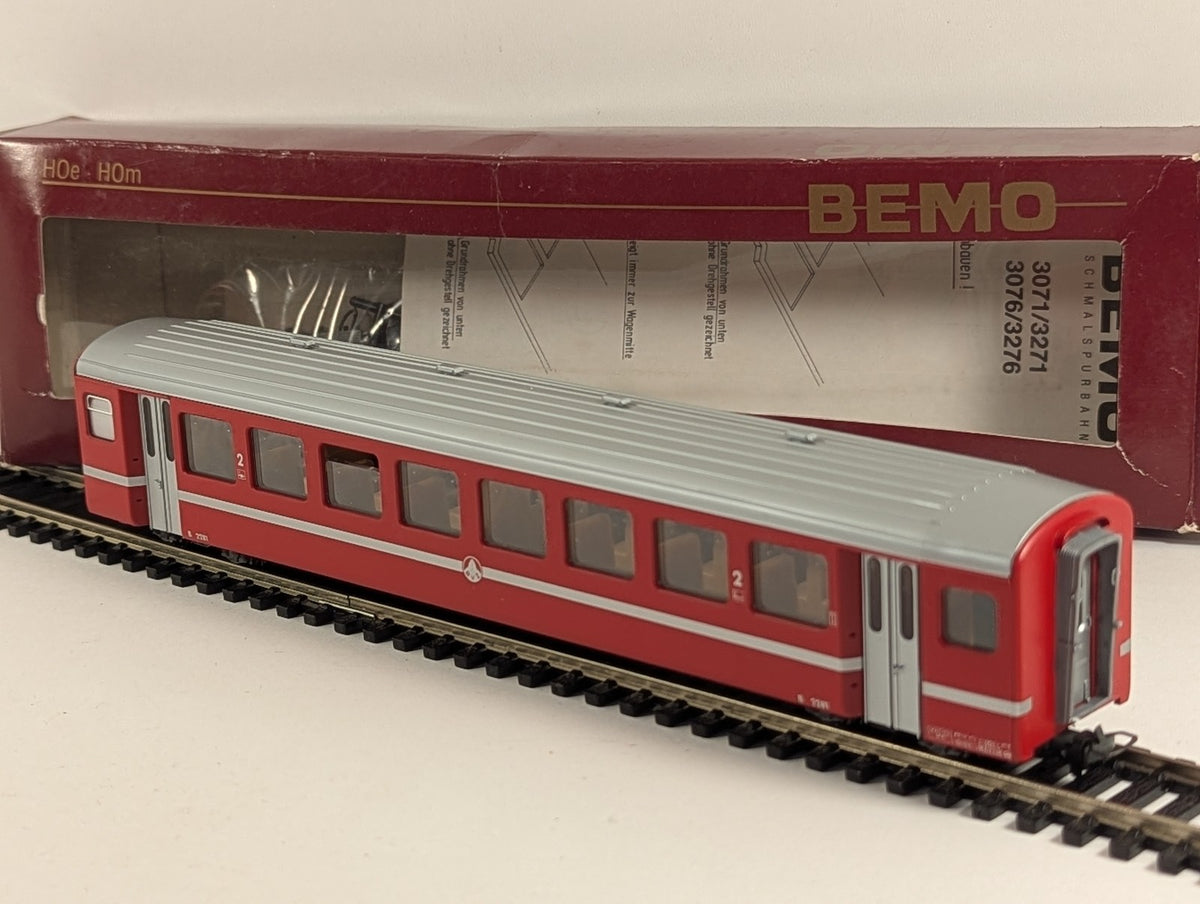 Bemo H0m BVZ EW I Second Class Coach Passenger Coach B 2281 BVZ Red & Silver