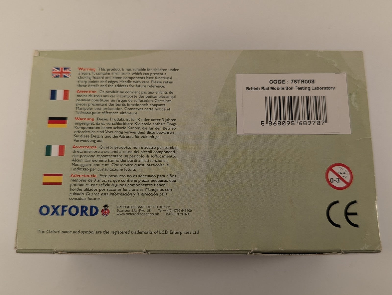 Oxford Diecast 1:76 Scale British Rail Mobile Soil Testing Laboratory Trailer