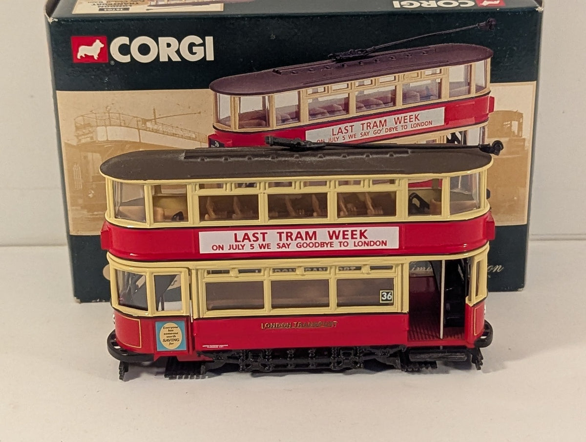 Corgi 1:64 London Transport Fully Closed Tram - Last Tram Week Die-cast Tram 284
