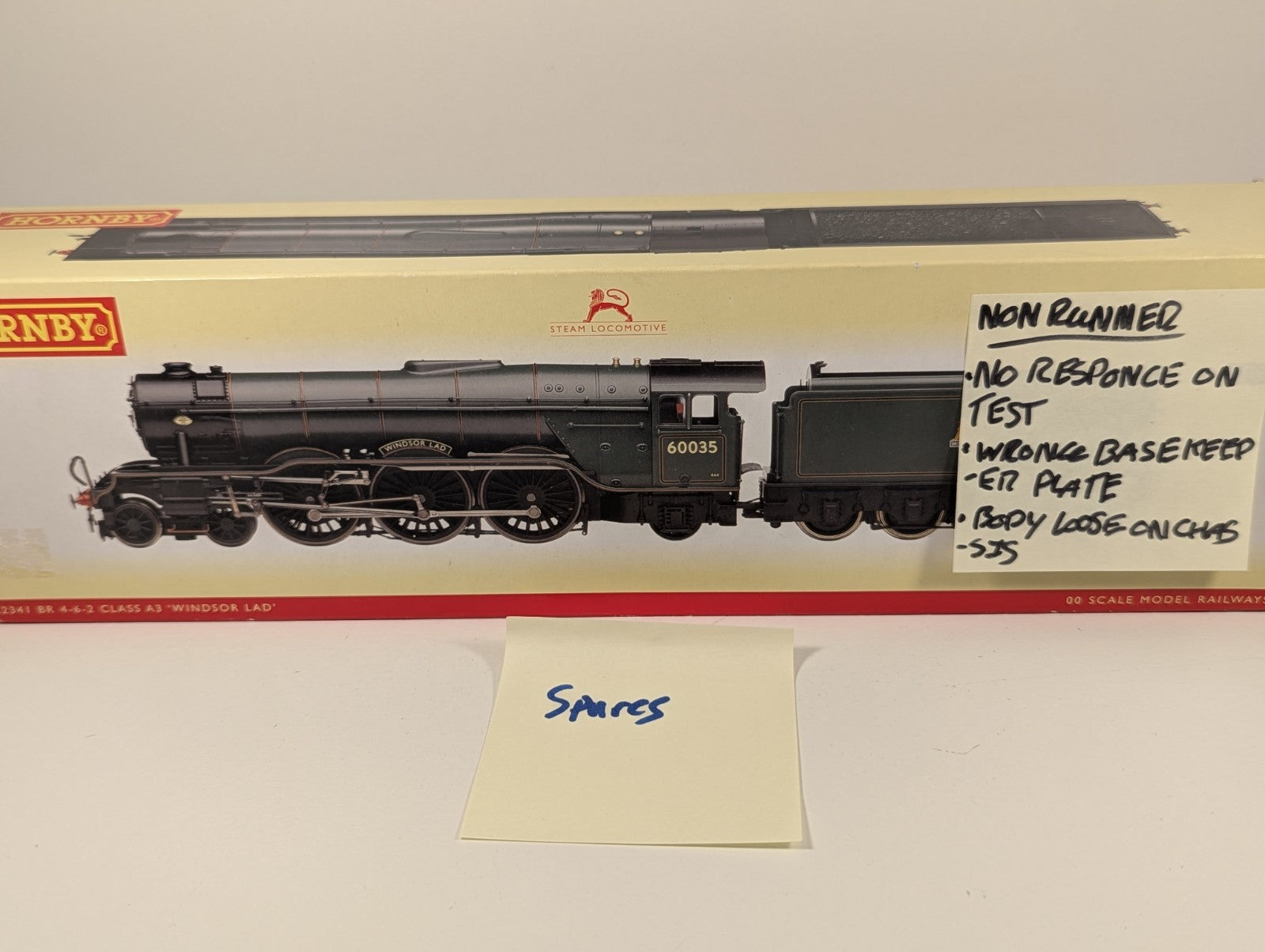 Hornby R2341 OO Gauge A3 60035 Windsor Lad BR Green – Spares Repair