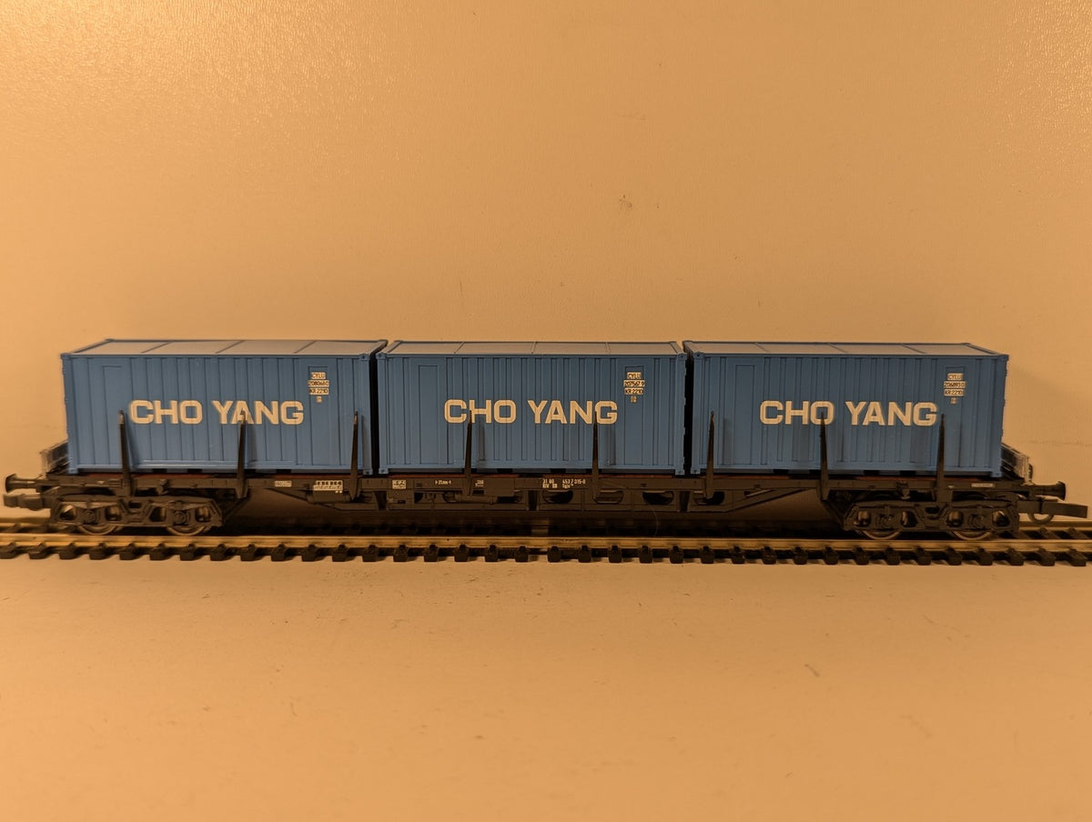 Roco HO Gauge DB Sgis Container Wagon with Cho Yang Containers