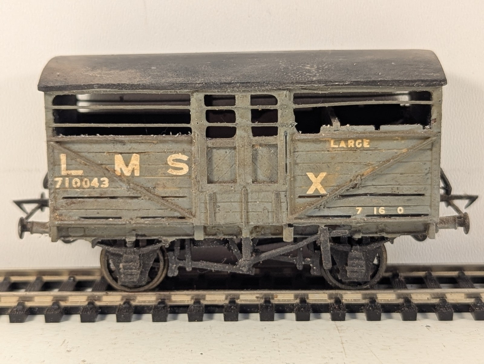 Kitbuilt OO Gauge LMS Large Cattle Wagon Goods Wagon 8456 LMS Grey