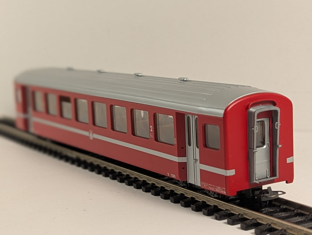 Bemo H0m BVZ EW I Second Class Coach Passenger Coach B 2281 BVZ Red & Silver