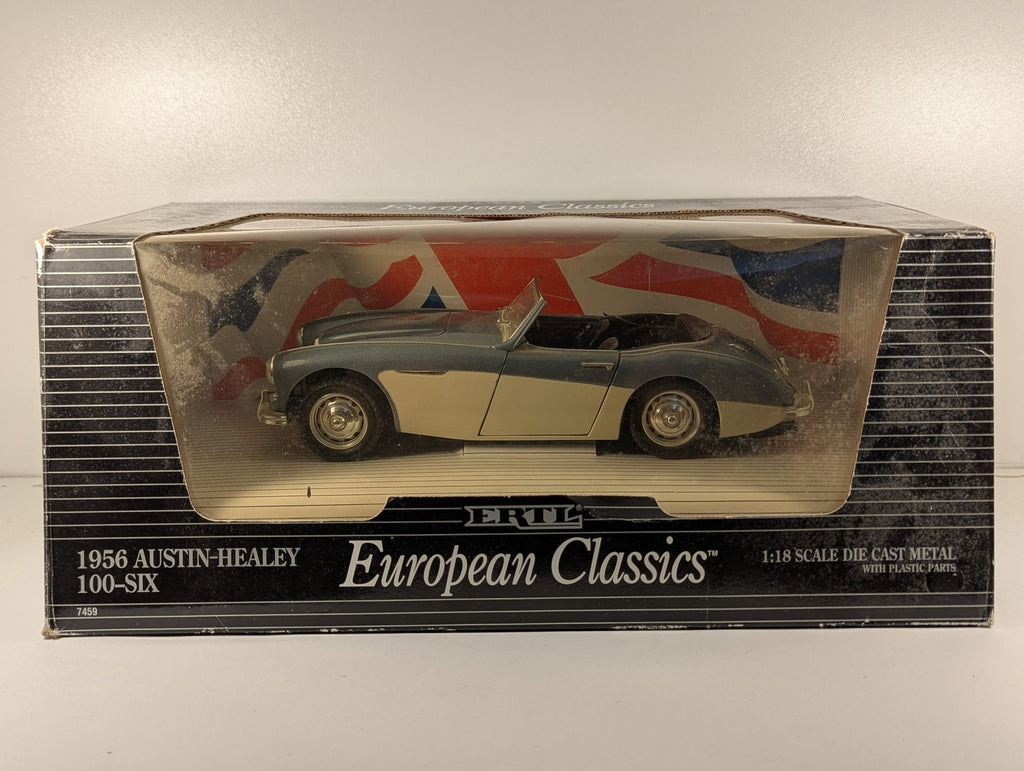 ERTL 1:18 1956 Austin-Healey 100-Six Die-cast Car GSH 106 Blue and Cream 7459