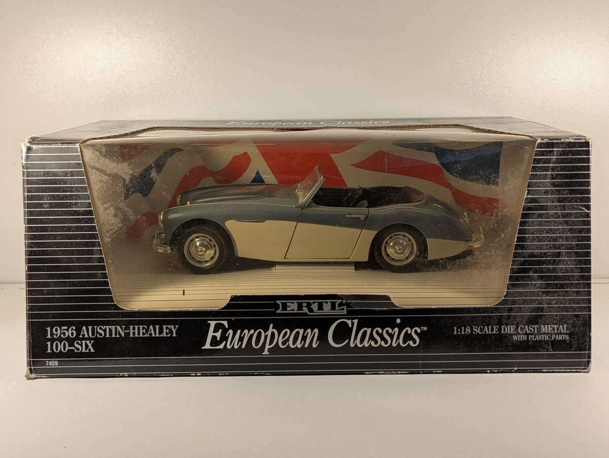 ERTL 1:18 1956 Austin-Healey 100-Six Die-cast Car GSH 106 Blue and Cream 7459
