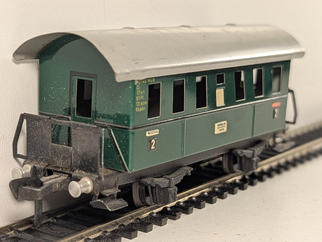 Fleischmann HO Gauge Tinplate 2-Axle Passenger Coach 140 Nür Green