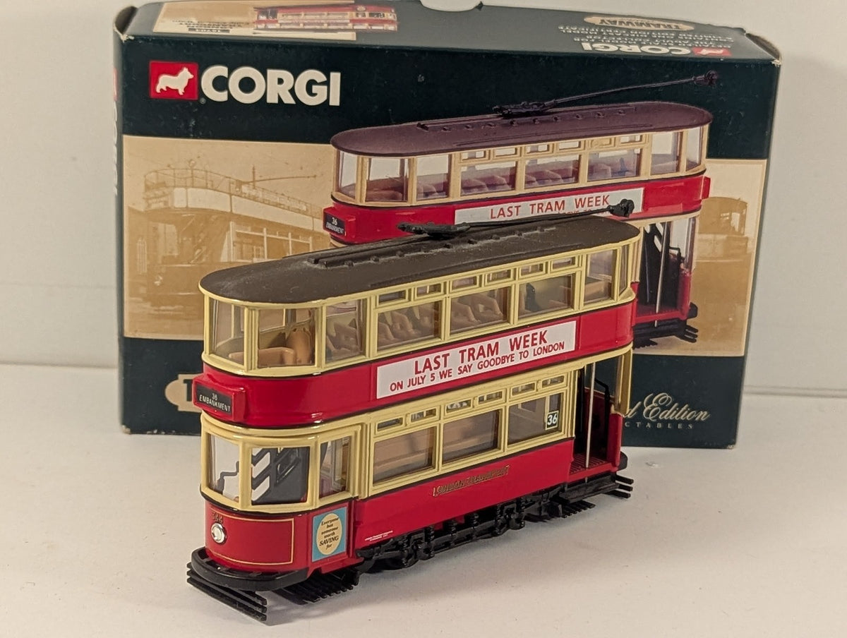 Corgi 1:64 London Transport Fully Closed Tram - Last Tram Week Die-cast Tram 284