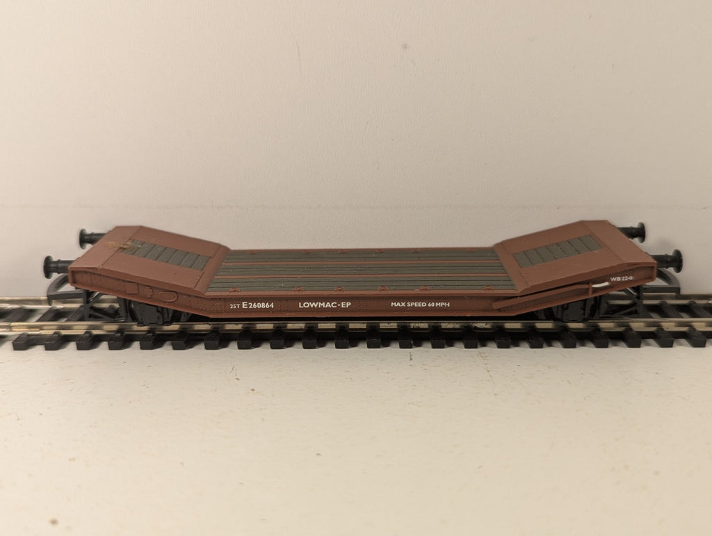 Hornby OO Gauge 25T Lowmac Machinery Wagon Goods Wagon E260864 BR Brown