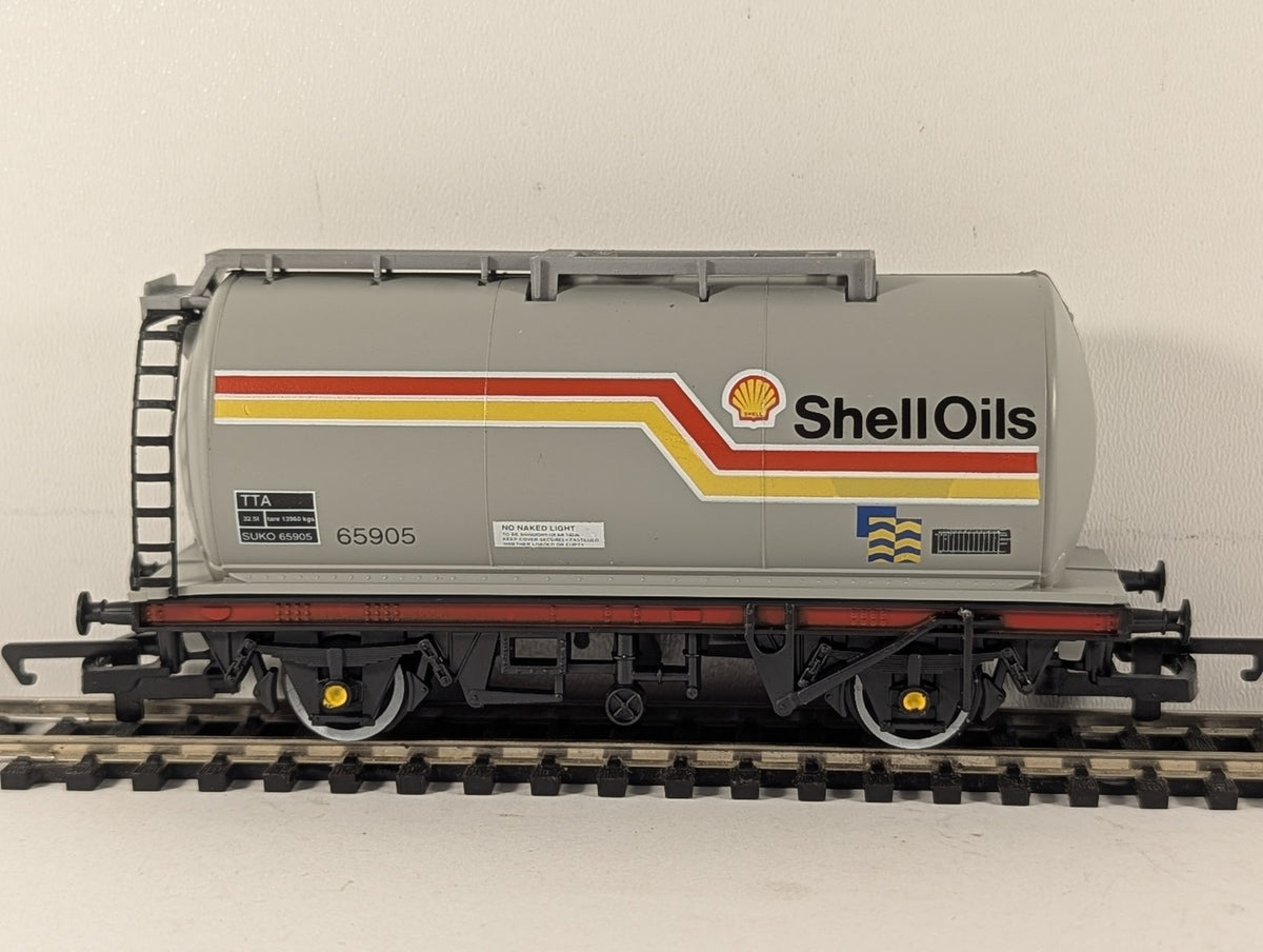 Hornby OO Gauge TTA Shell Oils Tank Wagon Goods Wagon 65905 Shell Oils Grey R236