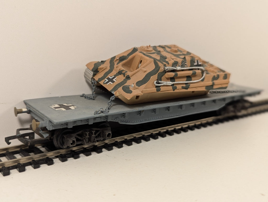 Custom HO Gauge German WW2 Schwerlastwagen with Tank Load