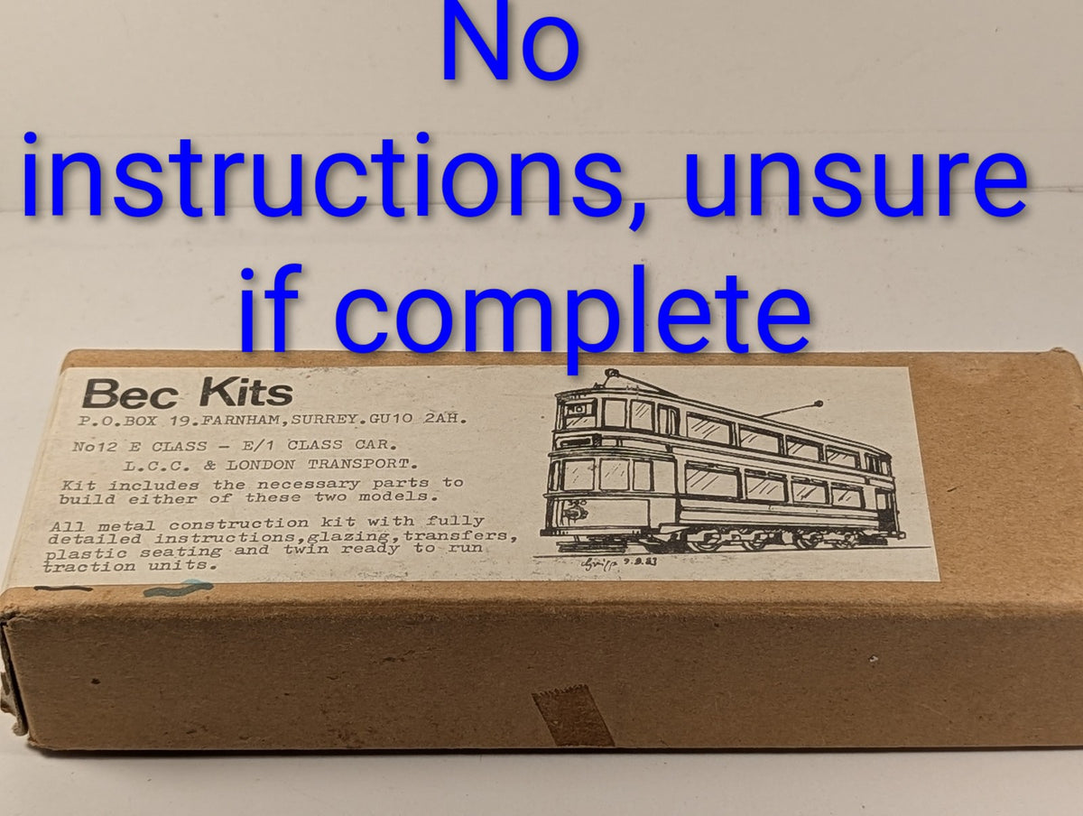 Bec Kits OO Gauge E Class / E/1 Class Car Tram Kit L.C.C. & London Transport