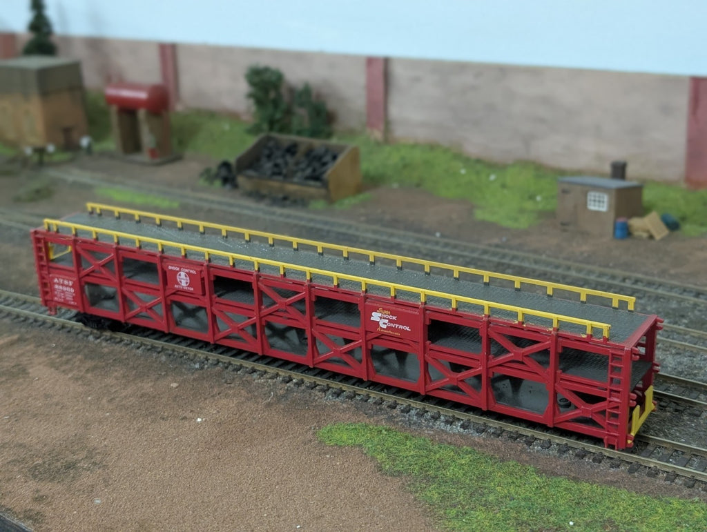 HO Scale Bachmann ATSF Santa Fe Tri-Level Open Loaded 85' Auto Carrier
