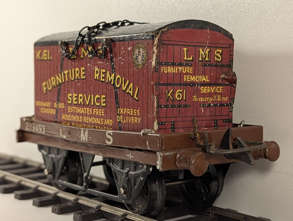 Hornby O Gauge Flat Truck with Container Goods Wagon 219493 LMS 42150