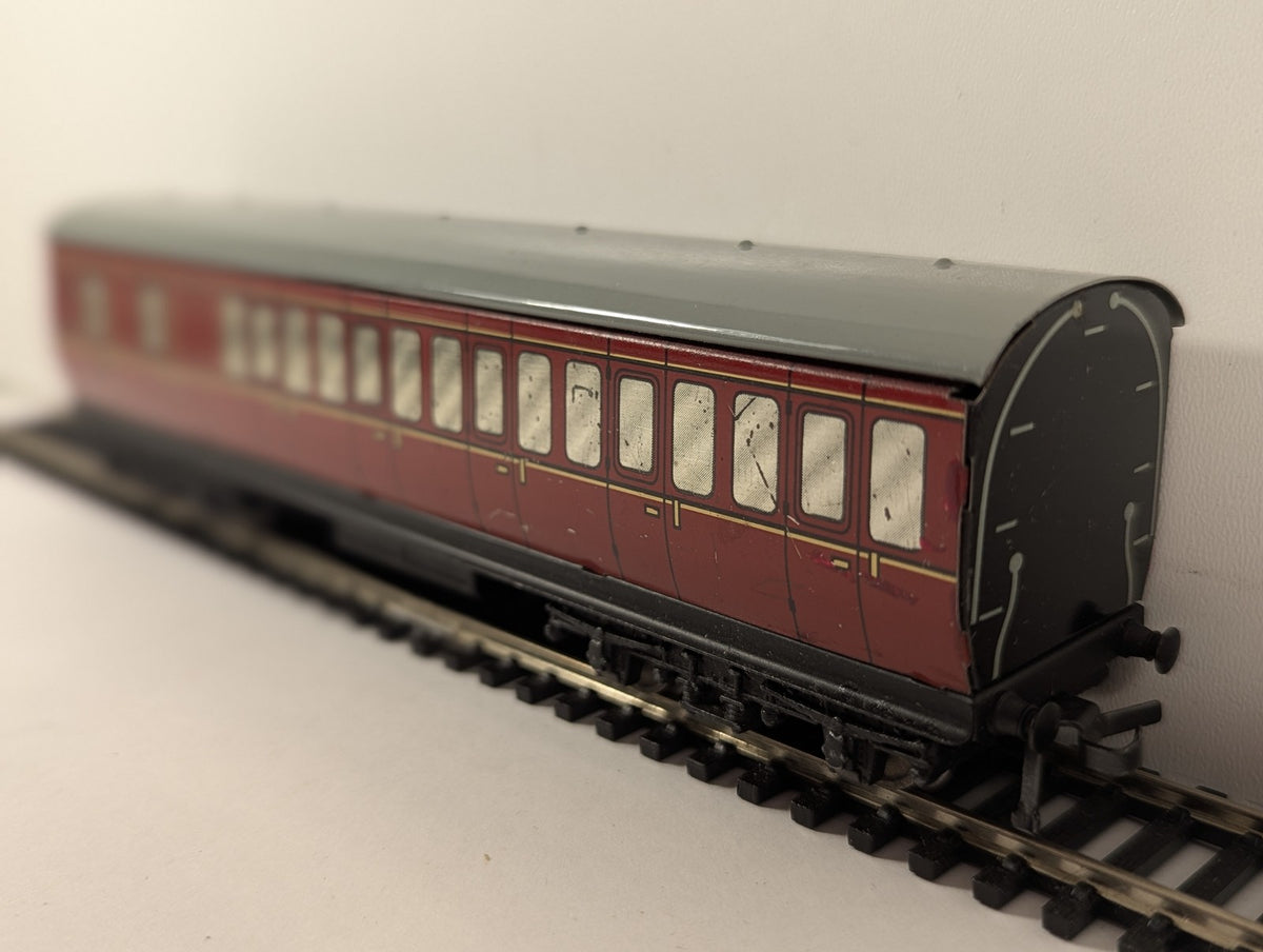 Hornby Dublo OO Gauge Tinplate LMS Brake Third Passenger Coach LMS Maroon