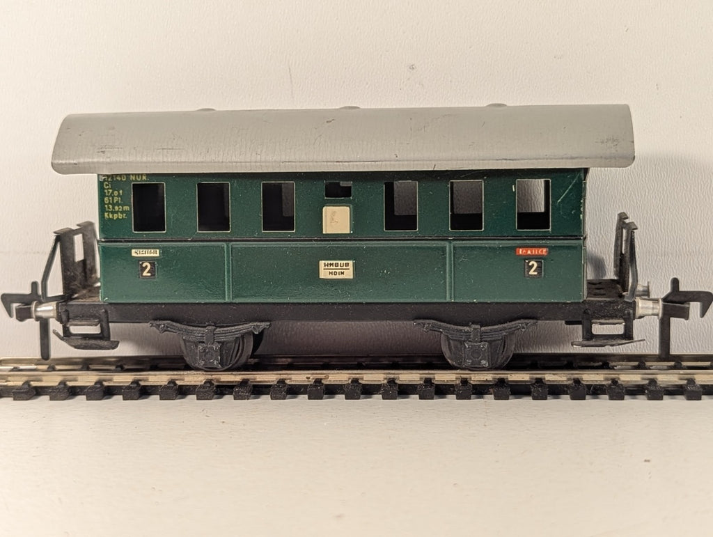Fleischmann HO Gauge Tinplate 2-Axle Passenger Coach 140 Nür Green