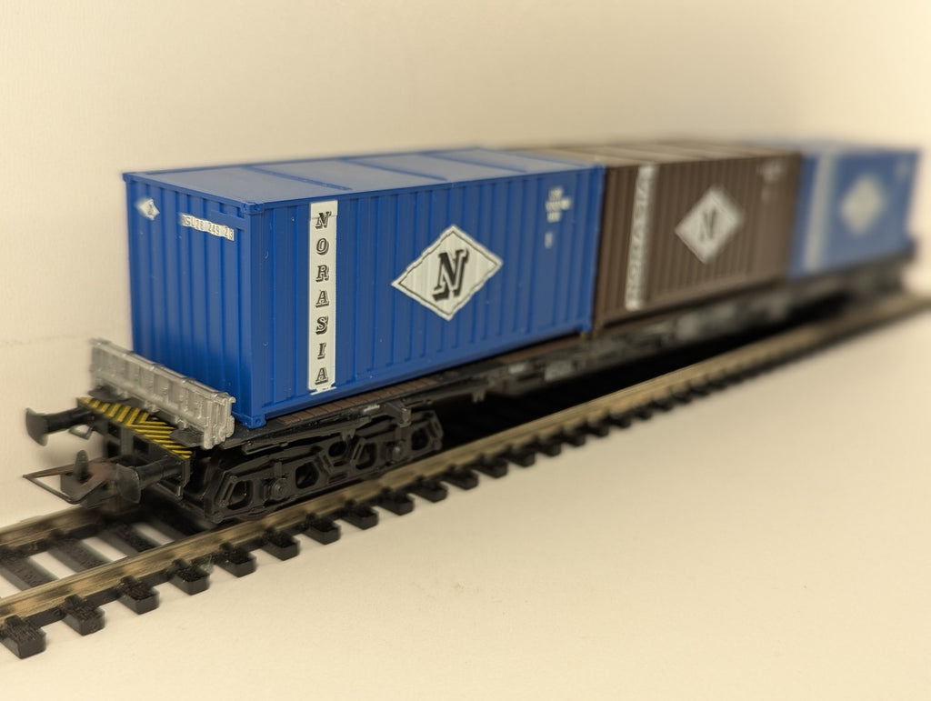 HO Gauge DB Container Flat Wagon with Norasia Containers