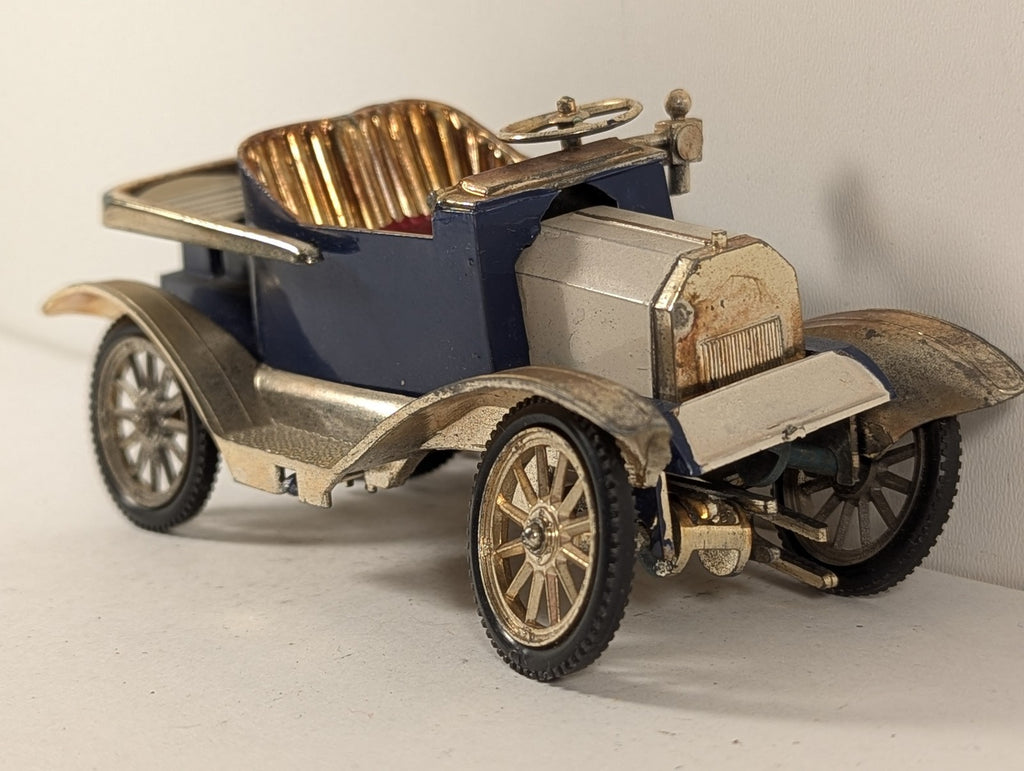 Vintage Veteran Roadster Car Die-cast Model Car Blue / Gold