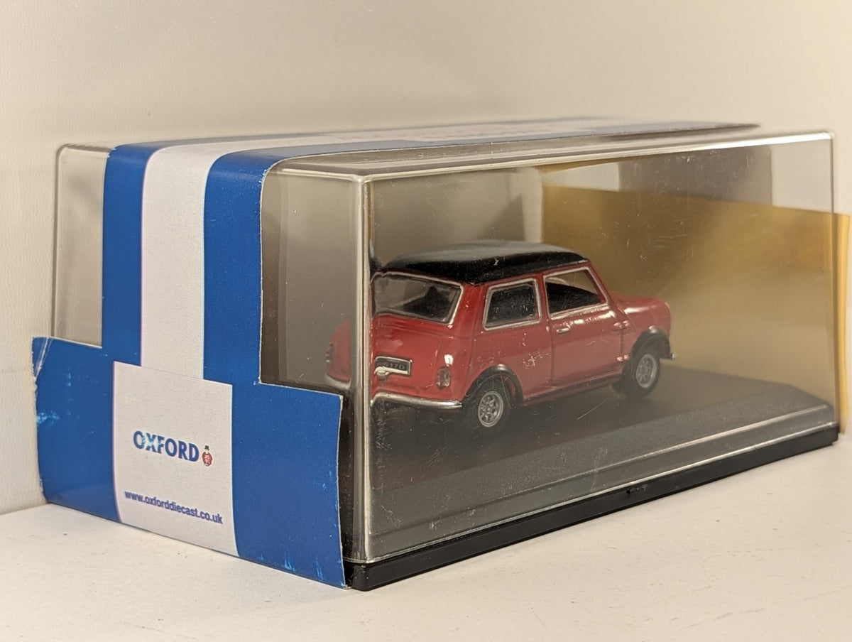 Oxford Diecast 1:76 Austin Mini Die-cast Model Car RBH 617D Red with Black Roof