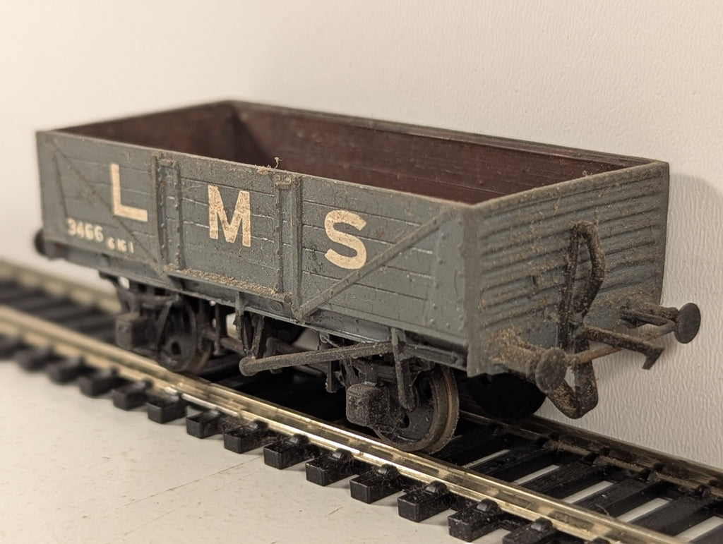 Kitbuilt OO Gauge 5 Plank Open Wagon Goods Wagon 3466 LMS Grey