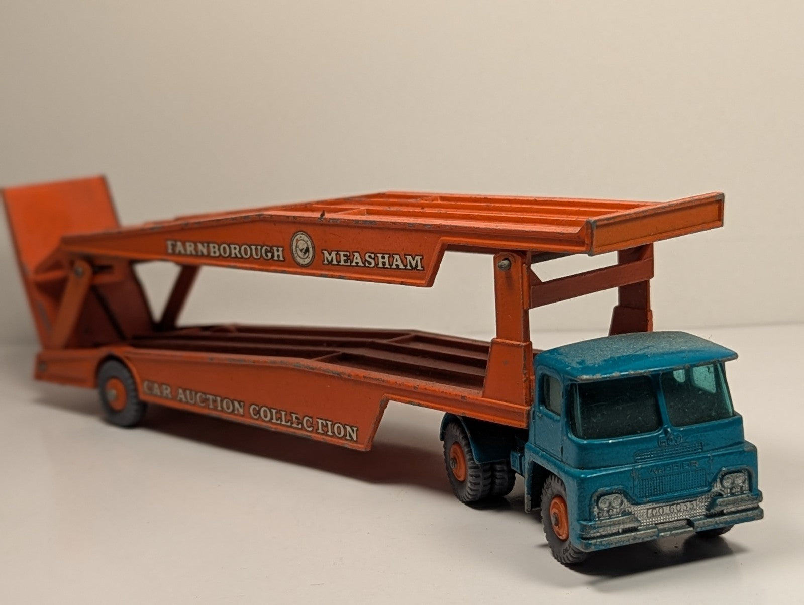 Lesney Matchbox Major Pack M8 Guy Warrior Car Transporter Farnborough Measham