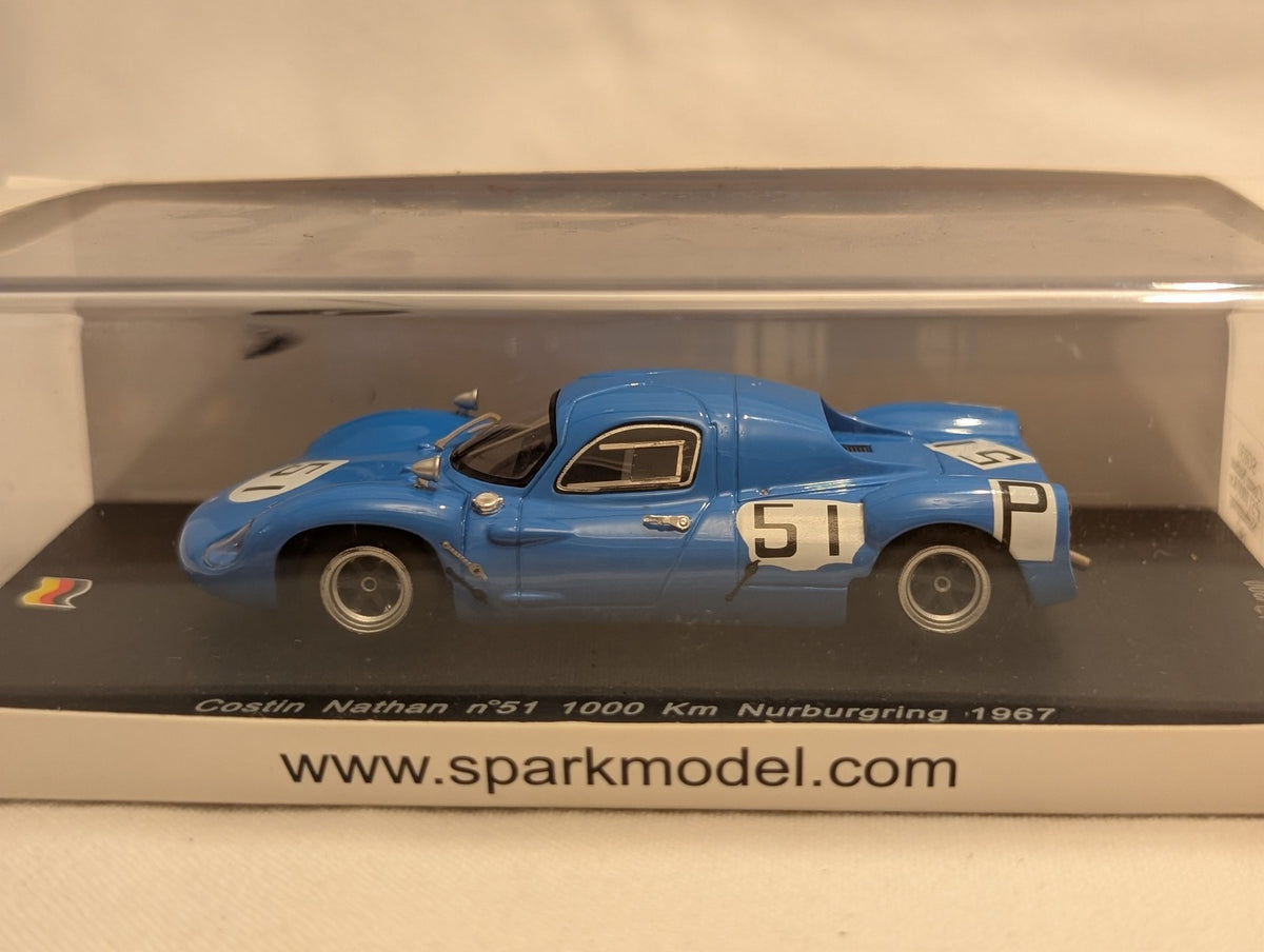 Spark 1:43 Costin Nathan n°51 1000 Km Nurburgring 1967 Die-cast Car Blue SG030
