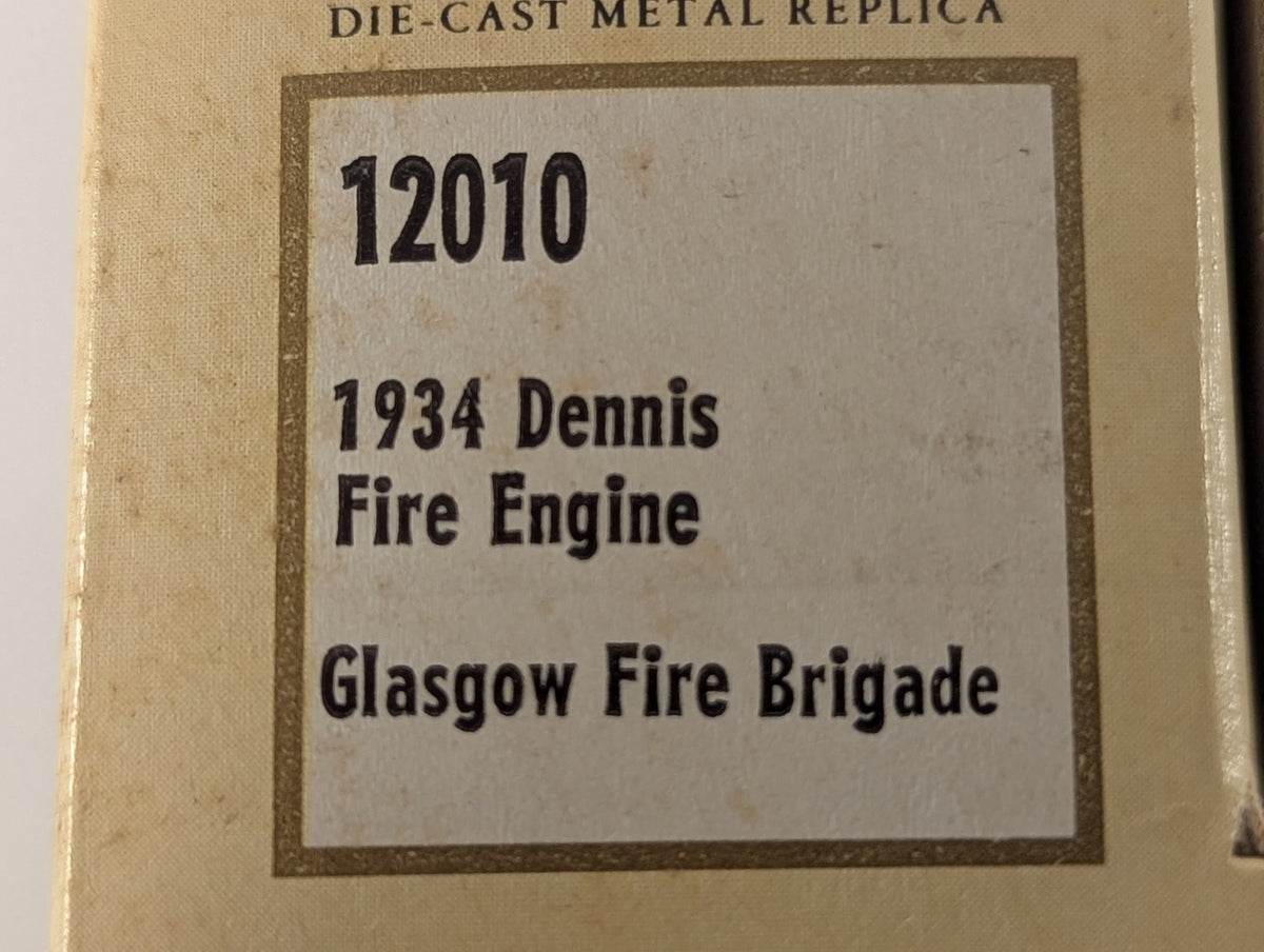 Lledo 1934 Dennis Fire Engine Die-cast Model Vehicle Glasgow Fire Brigade 12010