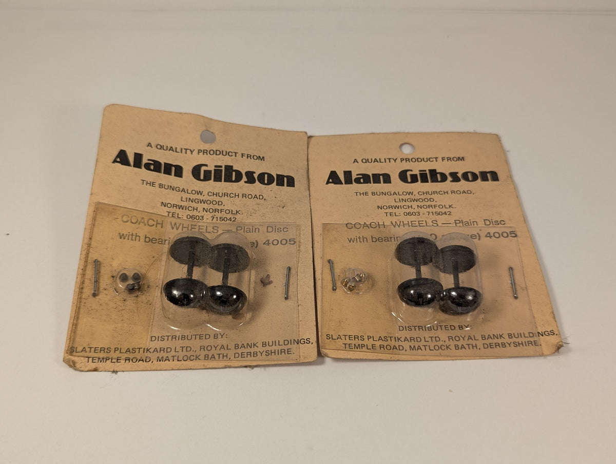 Alan Gibson OO Gauge Coach Wheels - Plain Disc with Bearings 4005