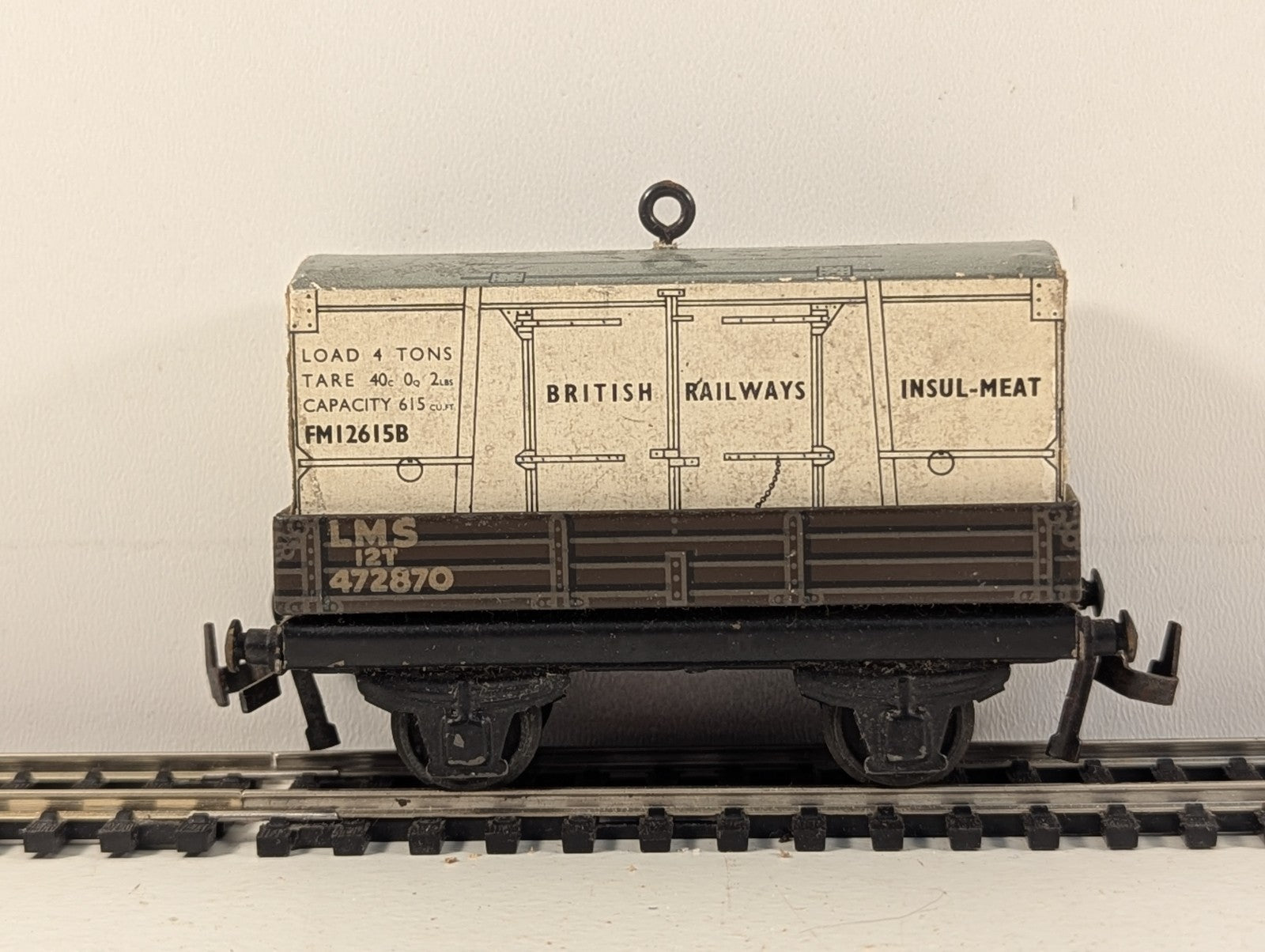 TrixTinplate 12Ton OpenGoods Wagon with WhiteMeat Container - Wrong Wagon in box