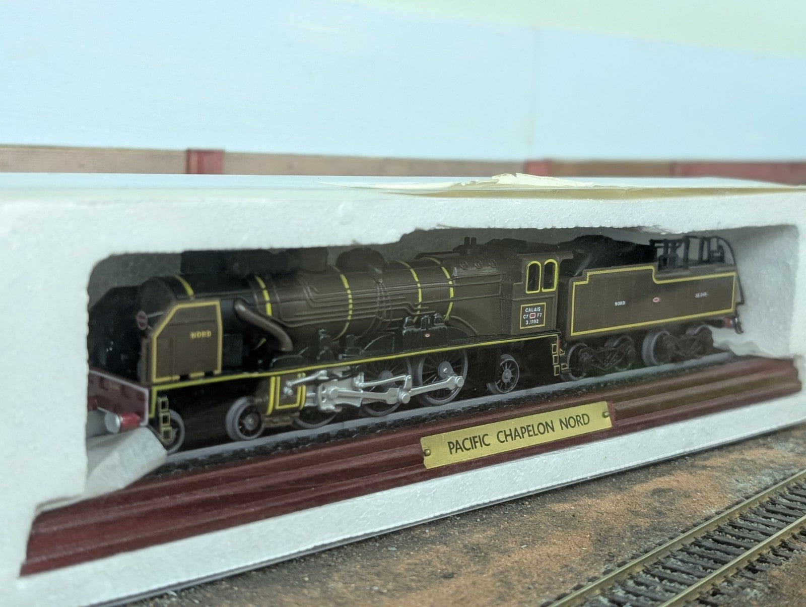 Atlas Editions Pacific Chapelon Nord Model Train on Wooden Plinth