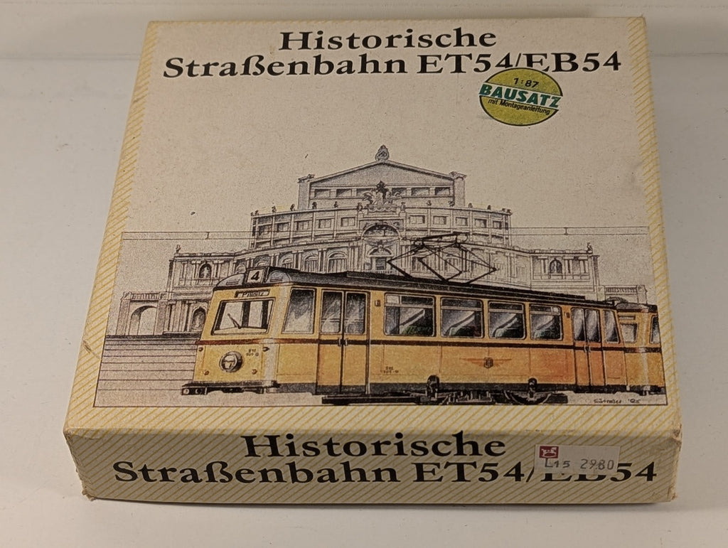 Prefo H0 Scale Historische Straßenbahn ET54/EB54 Tram Kit Dresden Yellow / Cream