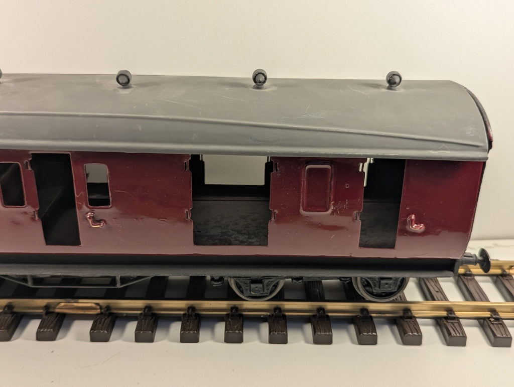 O Gauge/ G Gauge 57ft Stanier Non-Corridor Brake Coach BR Lined Maroon Kit Built