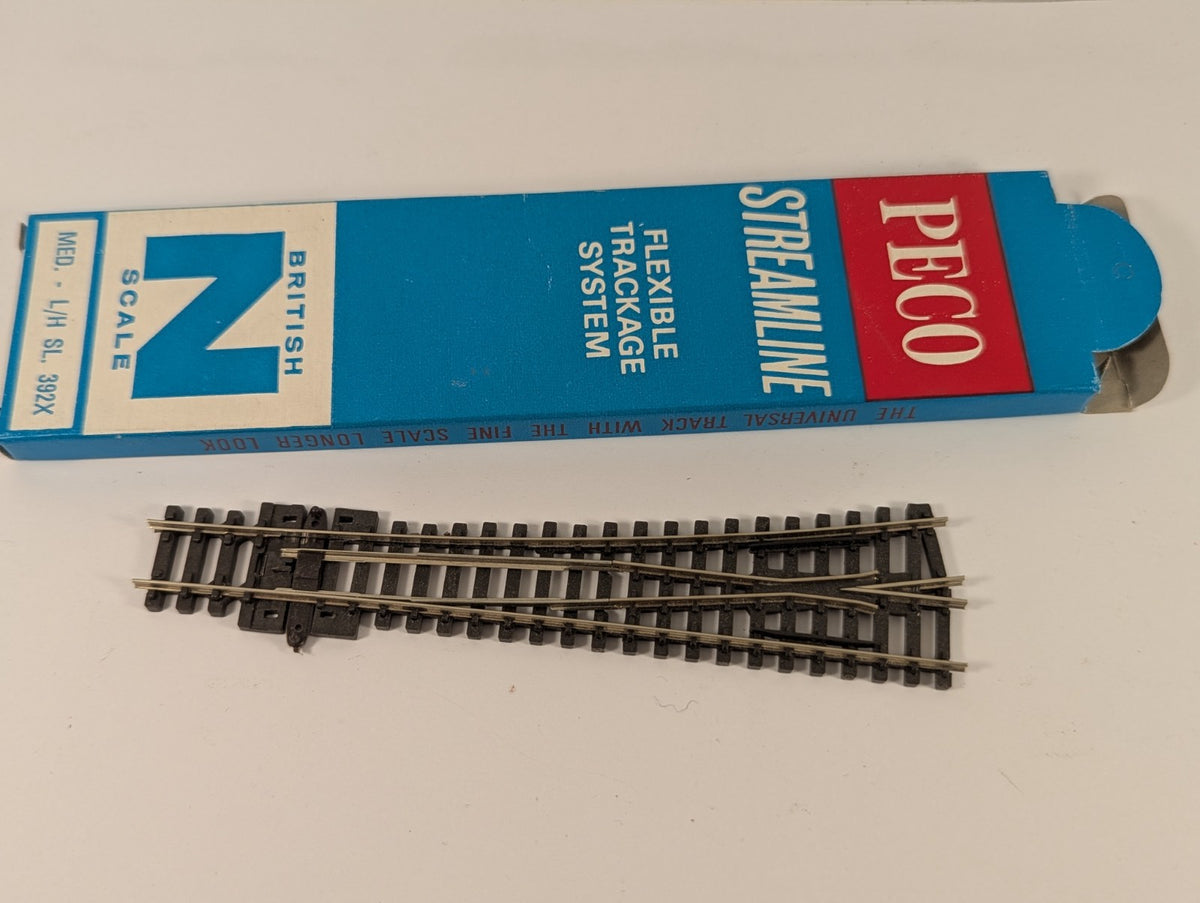 Peco N Gauge Medium Radius Left-Hand Turnout SL-392X
