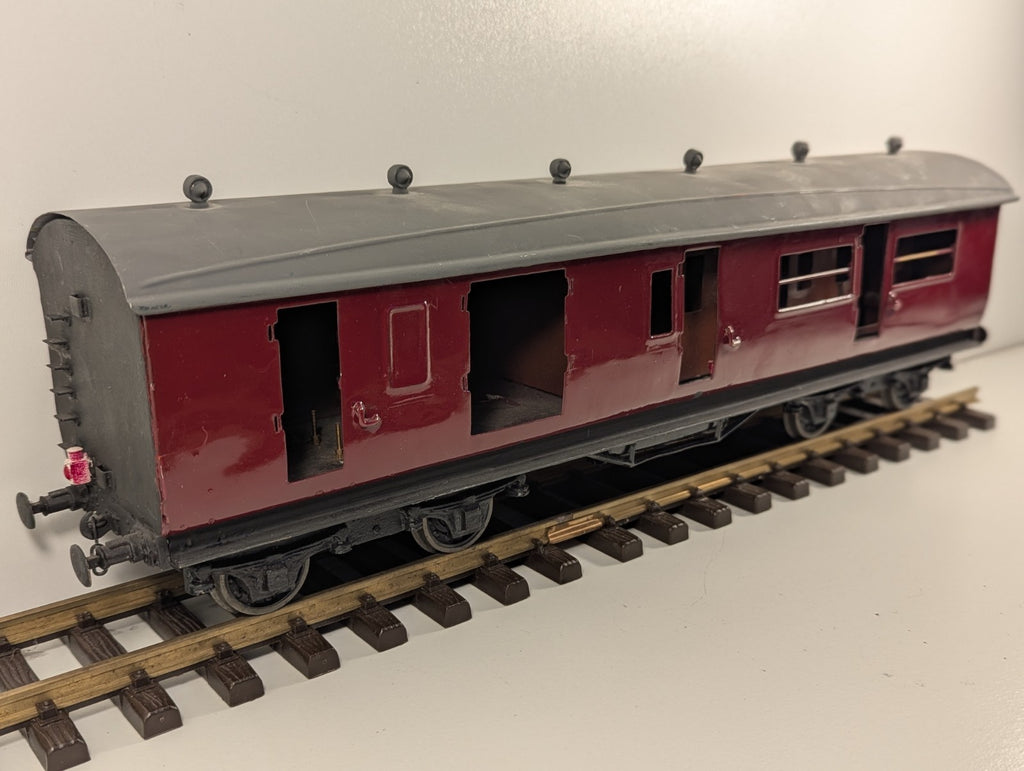 O Gauge/ G Gauge 57ft Stanier Non-Corridor Brake Coach BR Lined Maroon Kit Built