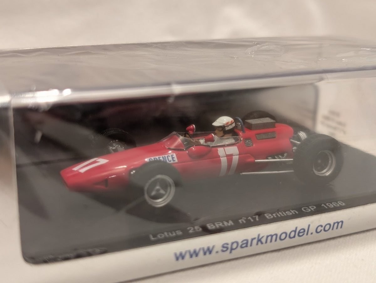 Spark 1:43 Lotus 25 BRM No.17 British GP 1966 Mike Spence Die-cast Car Red S1853