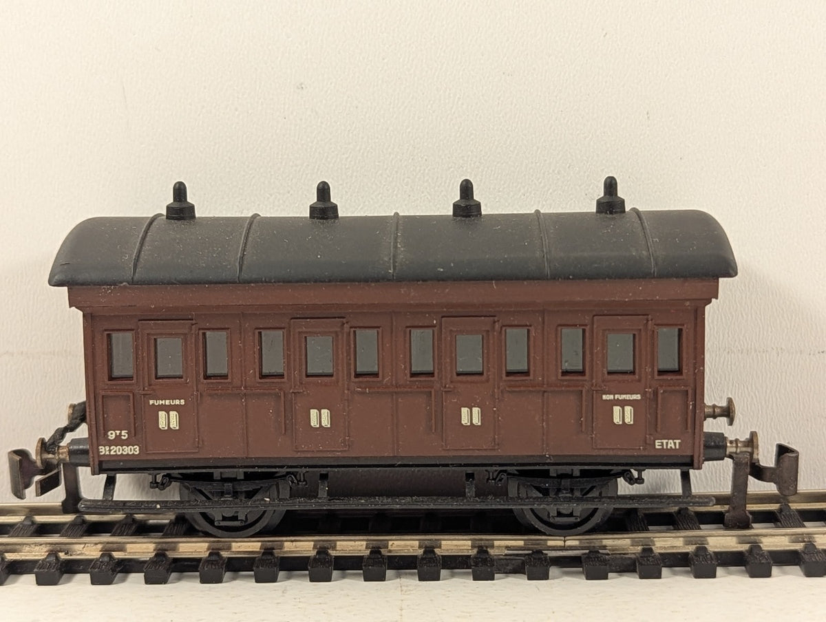 Jouef HO Gauge ETAT 2nd Class 2-Axle Coach Passenger Coach B² 20303 ETAT Brown