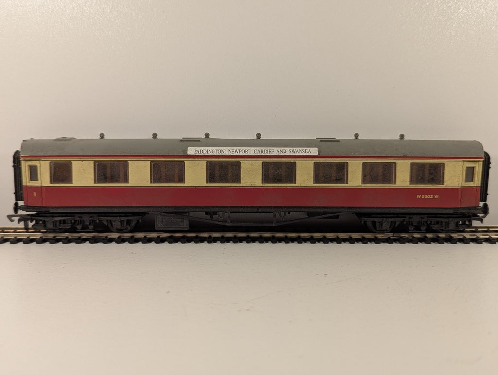 Dapol OO Gauge Maroon & Cream Composite Coach Paddington–Cardiff–Swansea boards.