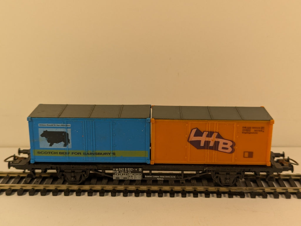 Lima 2852 HO Gauge 4-Wheel Container Flat Wagon