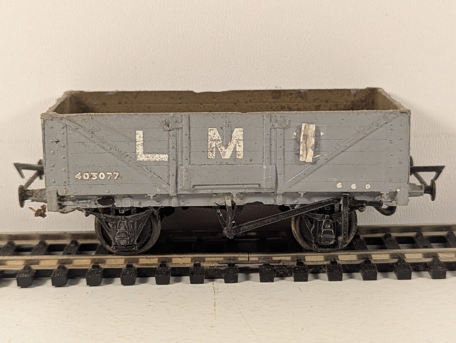 Kitbuilt OO Gauge LMS 5-Plank Open Wagon Goods Wagon 403077 LMS Grey