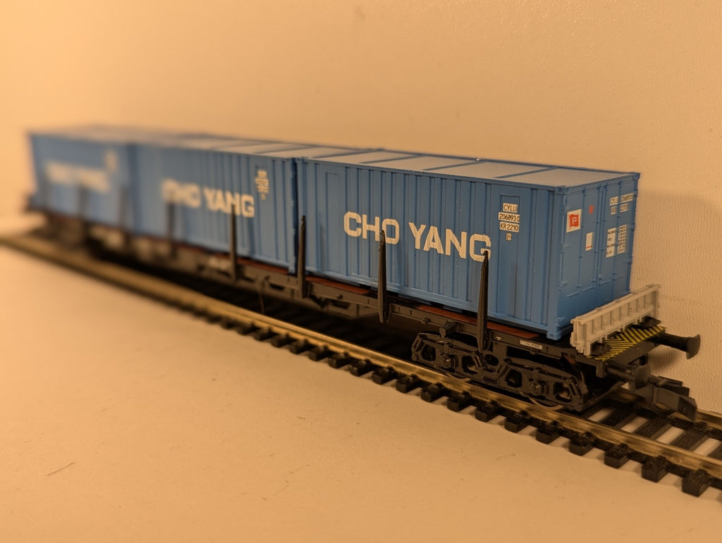 Roco HO Gauge DB Sgis Container Wagon with Cho Yang Containers