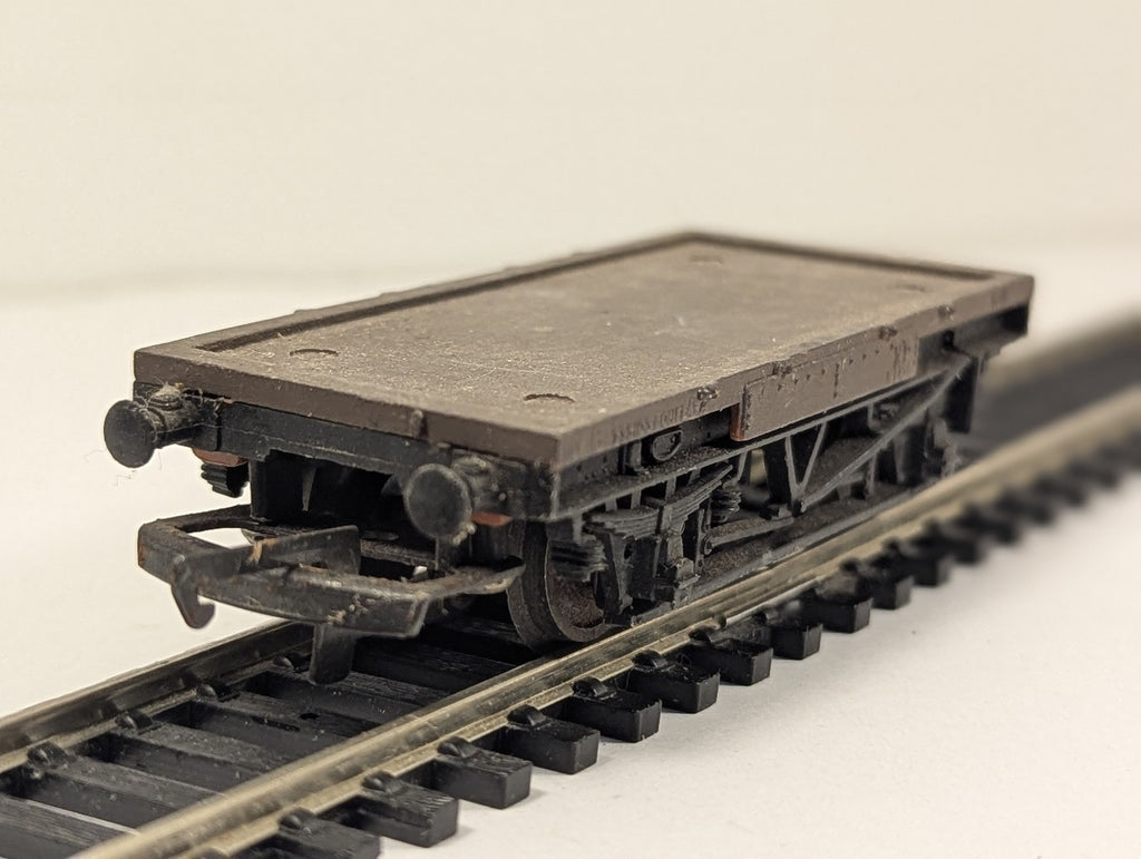 British Trix OO Gauge Low Flat Wagon Goods Wagon Brown Convertor