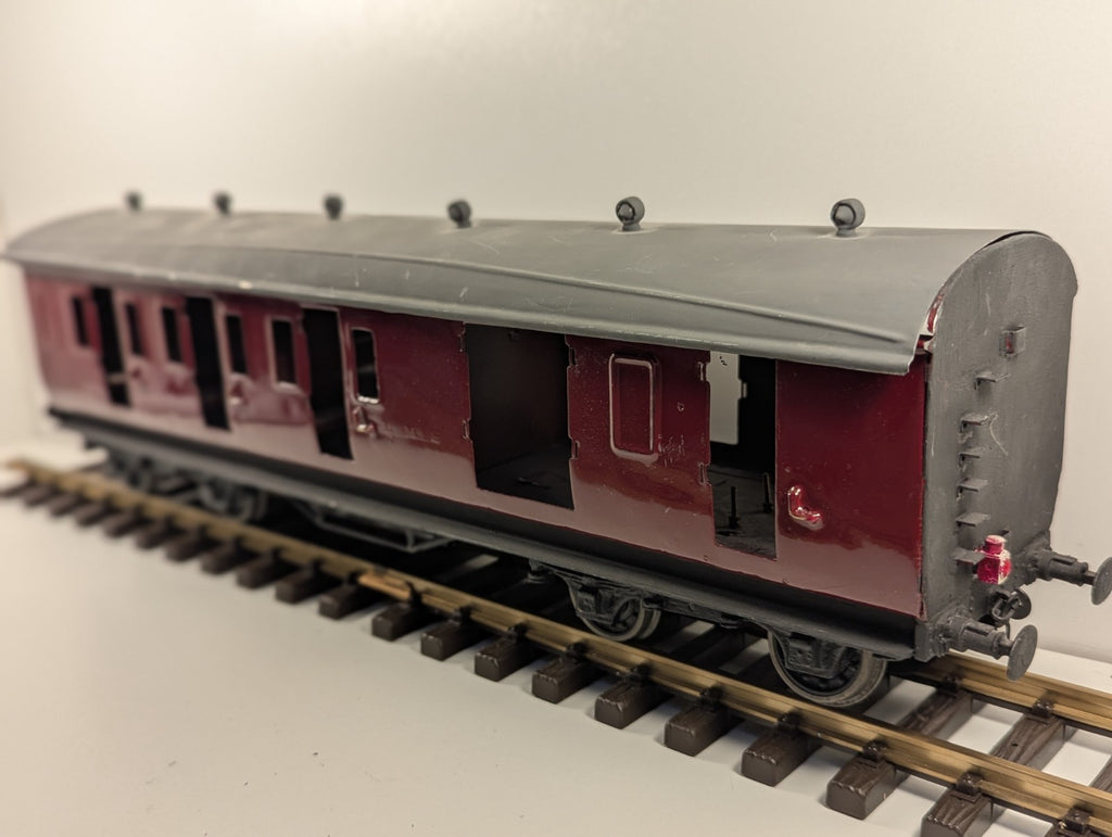 O Gauge/ G Gauge 57ft Stanier Non-Corridor Brake Coach BR Lined Maroon Kit Built