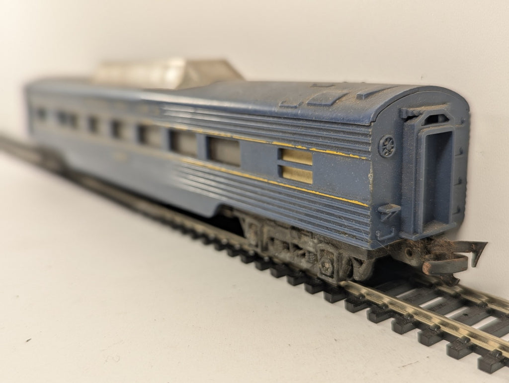Triang Vista Dome Coach finished in Transcontinental Blue & Yellow livery.