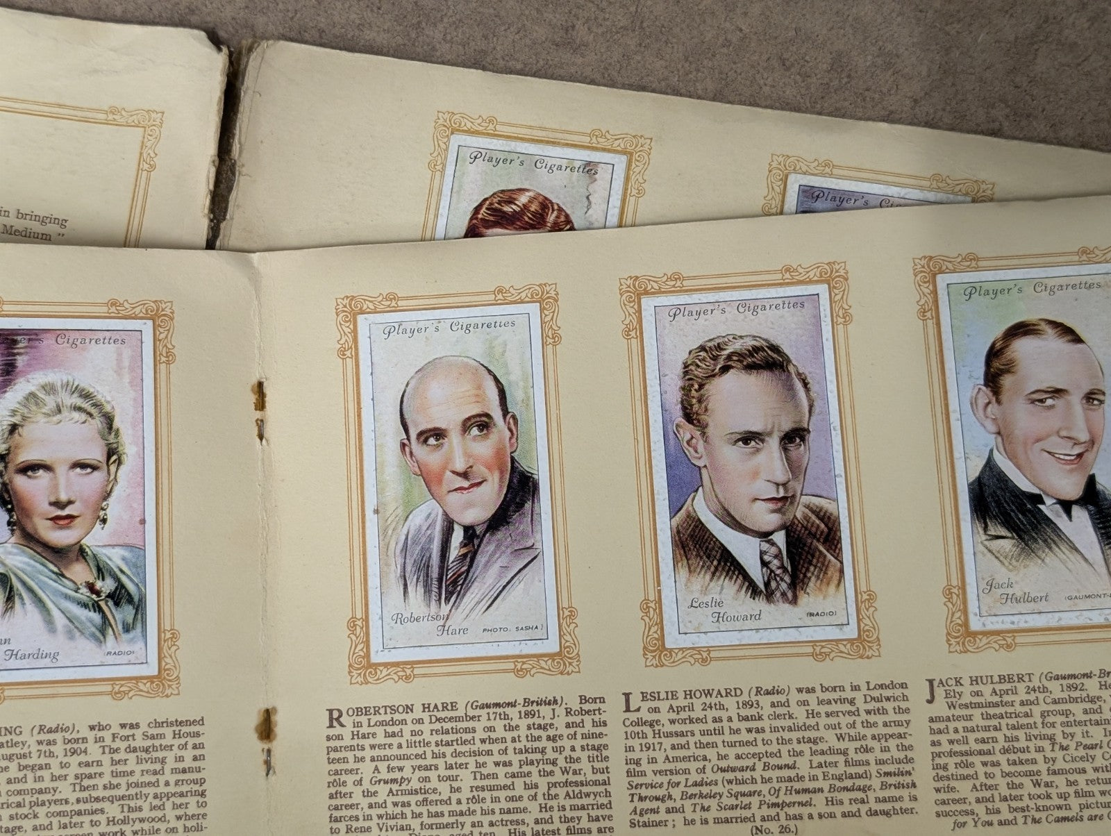 Album Of Film Stars Second Series John Player & Sons Cigarette Cards Full Set