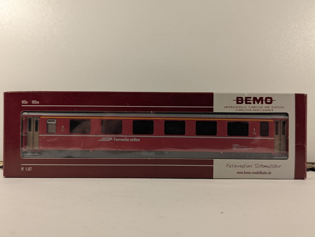 Bemo H0m RhB EW IV A 1263 First Class Coach Passenger Coach A1263 RhB Red