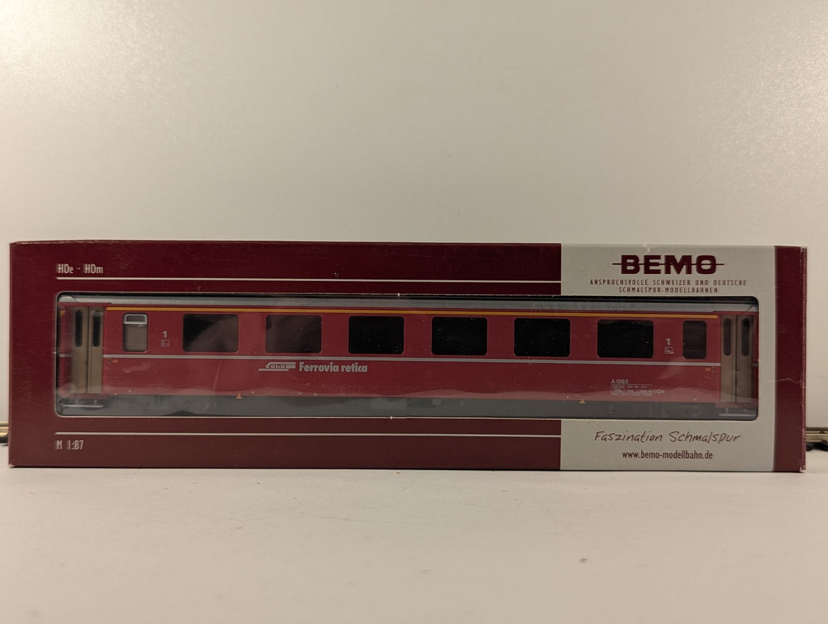 Bemo H0m RhB EW IV A 1263 First Class Coach Passenger Coach A1263 RhB Red