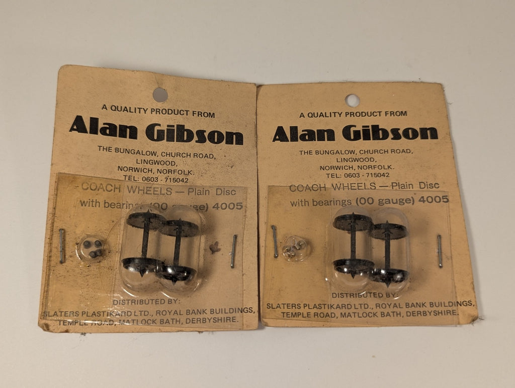 Alan Gibson OO Gauge Coach Wheels - Plain Disc with Bearings 4005