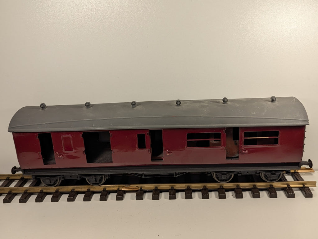 O Gauge/ G Gauge 57ft Stanier Non-Corridor Brake Coach BR Lined Maroon Kit Built